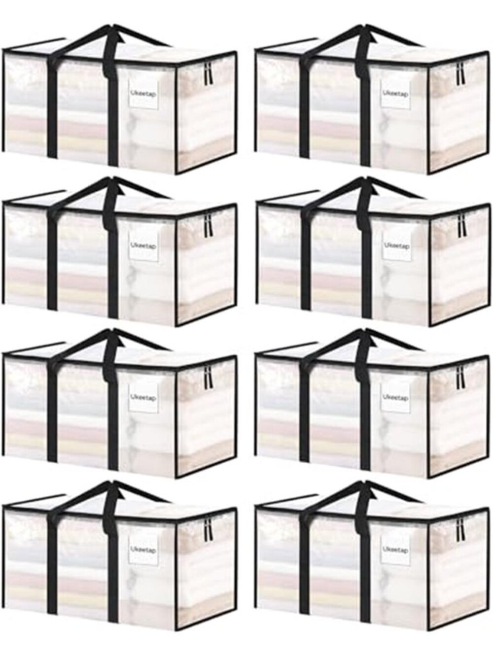 8 Pack Extra Large Clothes Storage Bins with Lids, Clear